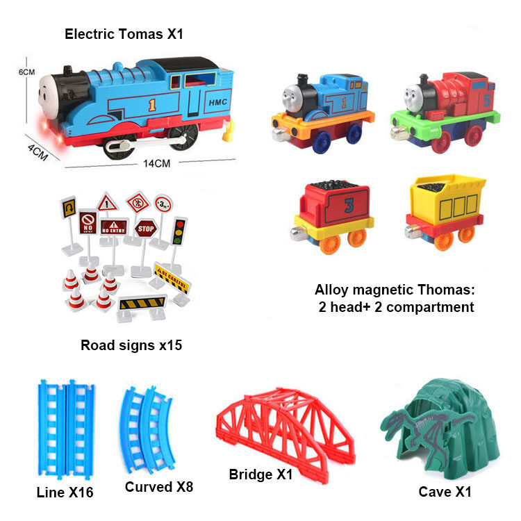 Conjunto 54pcs Thomas the Train Toys Carros Magnéticos De Liga