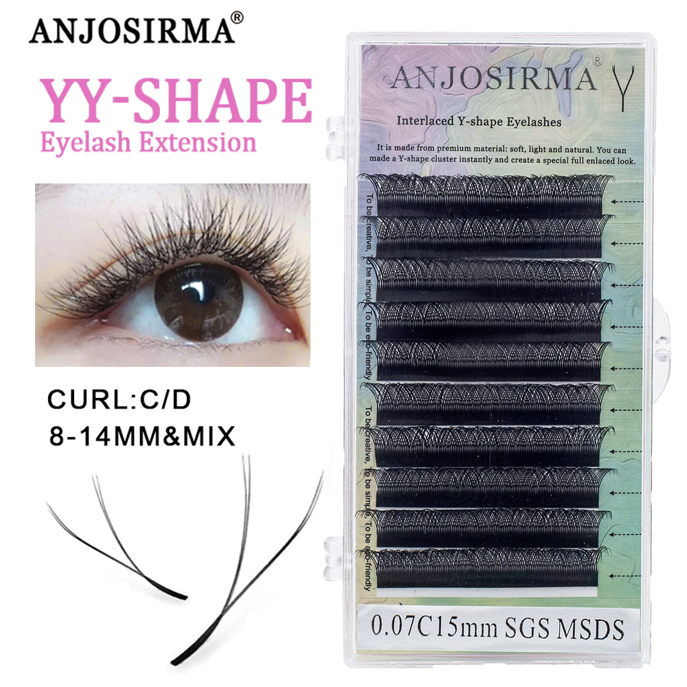 ANJOSIRMA YY Shape 2D Cílios 0.05/0.07 Faux Mink C/D 8-15mm