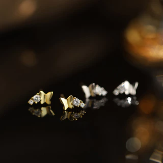 Brincos De Borboleta Casuais Simples Verão Elegantes Diamante Aniversário Hipoalergênicos