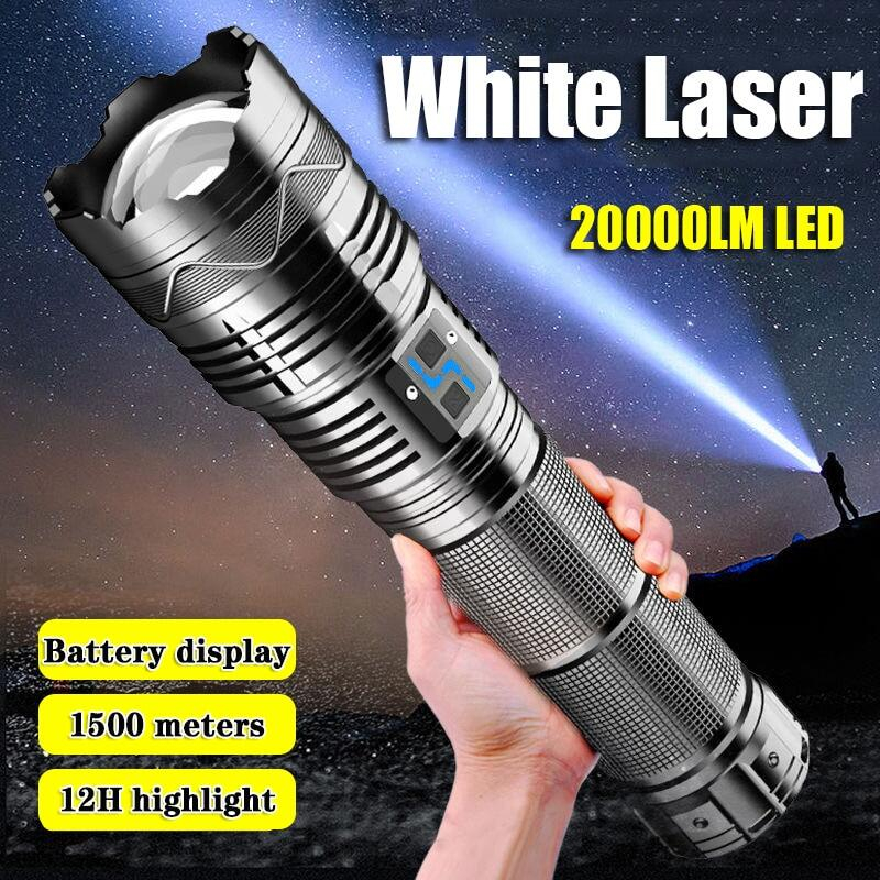 【 White Laser 】 powerful Lanterna De LED Super Brilhante Longo Alcance Recarregável Emergência Potente Tática 100000 Lúmens