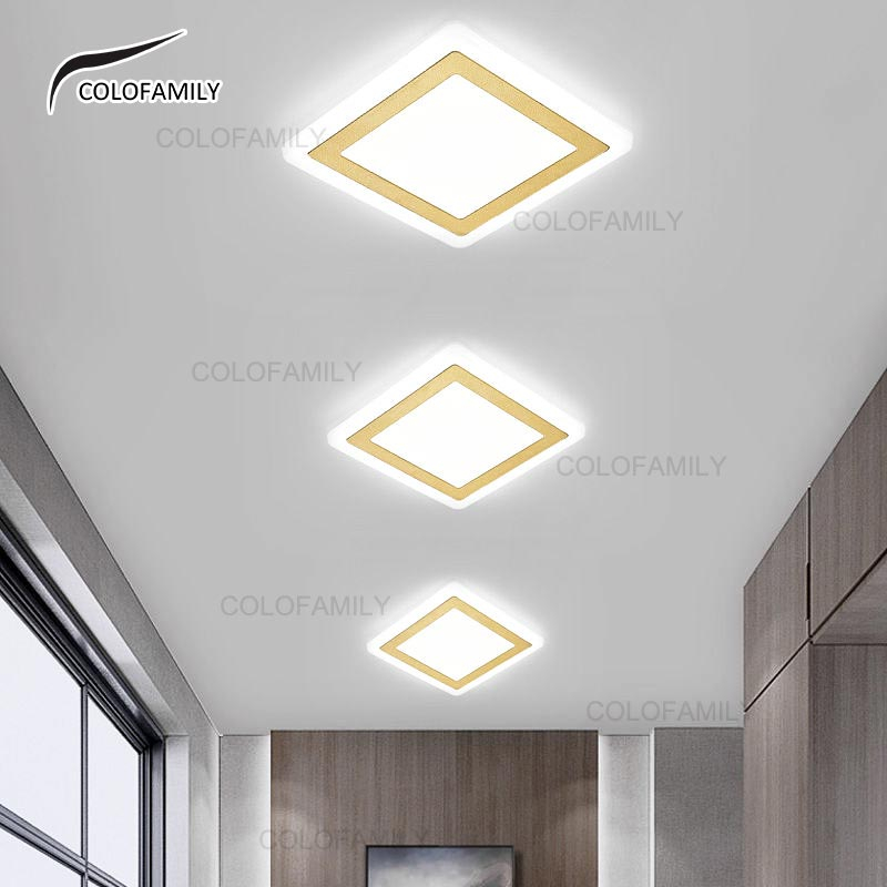 (3 cores em 1 luz) Dourado Luminária De Teto Led Decoração Minimalista