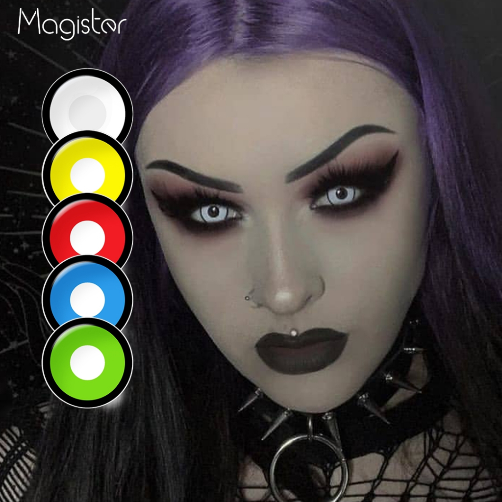 Cosplay 1 Par De Lentes De Contato Magister Cosplay Halloween Party Big Olhos Anime horror Maquiagem Verde Puro Cor Preto Vermelho Azul