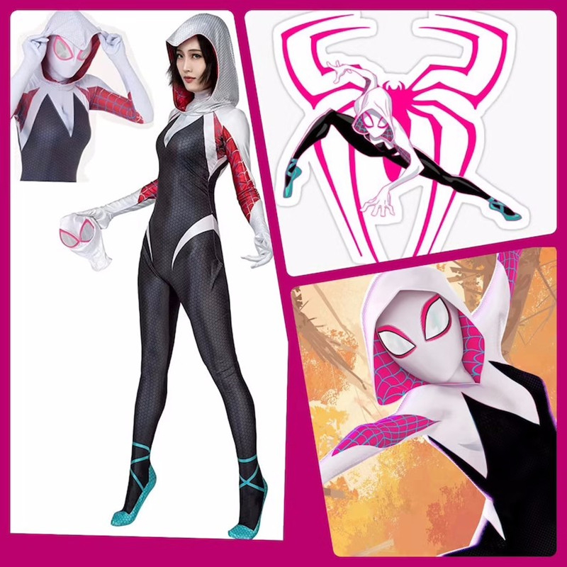 Misscoo Spiderman Fato Zentai Superhero Gwen Stacy Cosplay Para Crianças Adultas Shopee Brasil