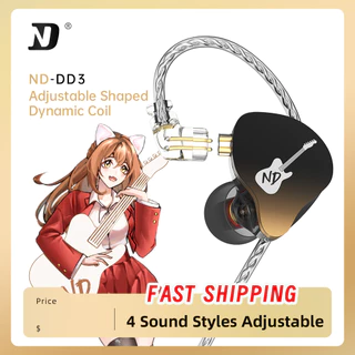ND Dd DD3 HIFI In Ear Monitor Fone De Ouvido Com Forma Ajustável Ruído Dinâmico Cancelando Earbuds Tom Fones