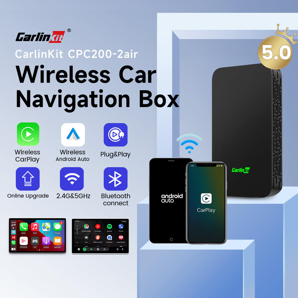 CarlinKit 5.0 Com Fio Para Sem Android Auto Box Adaptador CarPlay Smart Car Ai WiFi Bluetooth Connect Plug & Play