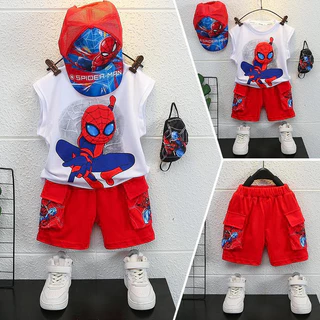 Conjunto Aranha Homem Roupa De Verão Para Crianças Meninos Ultraman Bonitão Bonit