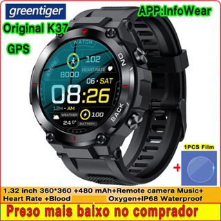 Smartwatch Relógio Inteligente K37 GPS Original Homem Esporte 480mAh Pressão Arterial Oxigênio IP68 Impermeável Ar Livre