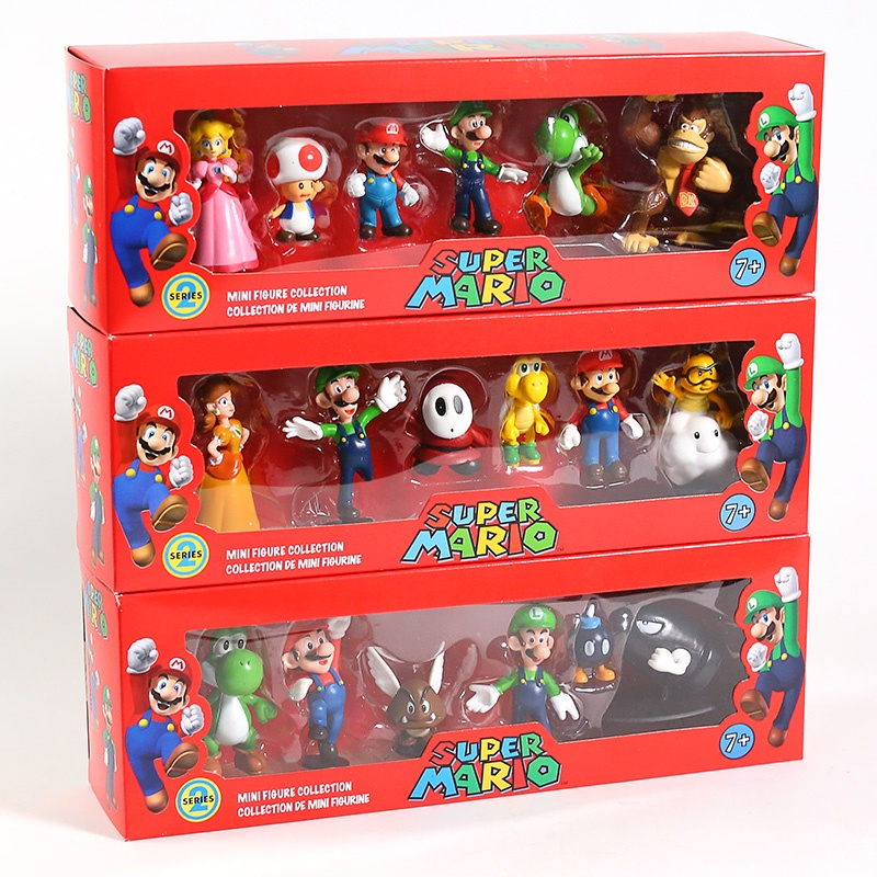 6 Pcs/set Super Mario Bros Luigi Yoshi PVC Brinquedo Figura De Ação