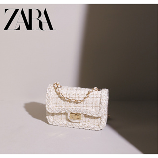 ZARA Saco Pequeno De Incenso De Vento Tweed Em Corrente 2023 Novo Pacote Quadrado Feminino Tecido Satchel