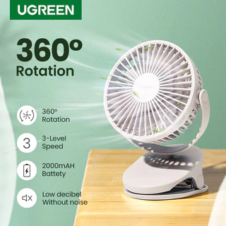 【 New Arrival 】 UGREEN Pequeno Ventilador Elétrico Mini clip-on Portátil USB Pluggable Recarregável Para Dormitório Estudantil Carrinho De Bebê De Teto De Cozinha Com Vento Grande