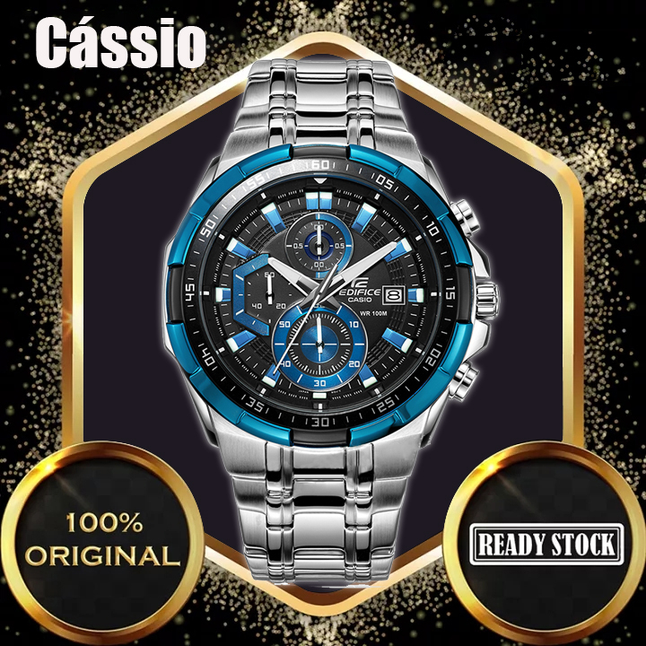 [Relógios + presentes] Cássio _ Edifice Efr539 Relógio Masculino De Aço Inoxidável Função Completa