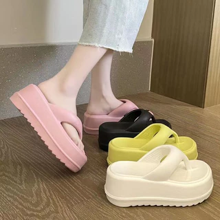 Verão EVA Chinelo Feminino Flip-Flop Colorido Chinelo Nuvem Slid Confortável e Macio Com Saltos Grossa