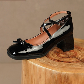 [Hopburn Mary Jane Womens Plataforma De Saltos Altos De 3 Polegadas Couro Japonês JK Uniformes Retro-Espessos De Salto Grosso Estilo Britânico Sapatos Pretos Simples Para Mulheres