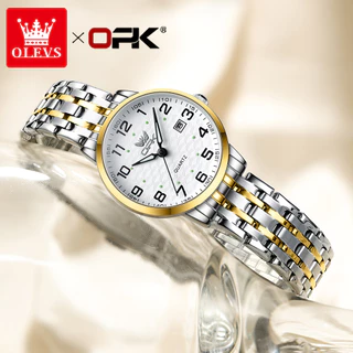 OLEVS 6006 Relógio feminino original de aço inoxidável luminoso à prova d'água