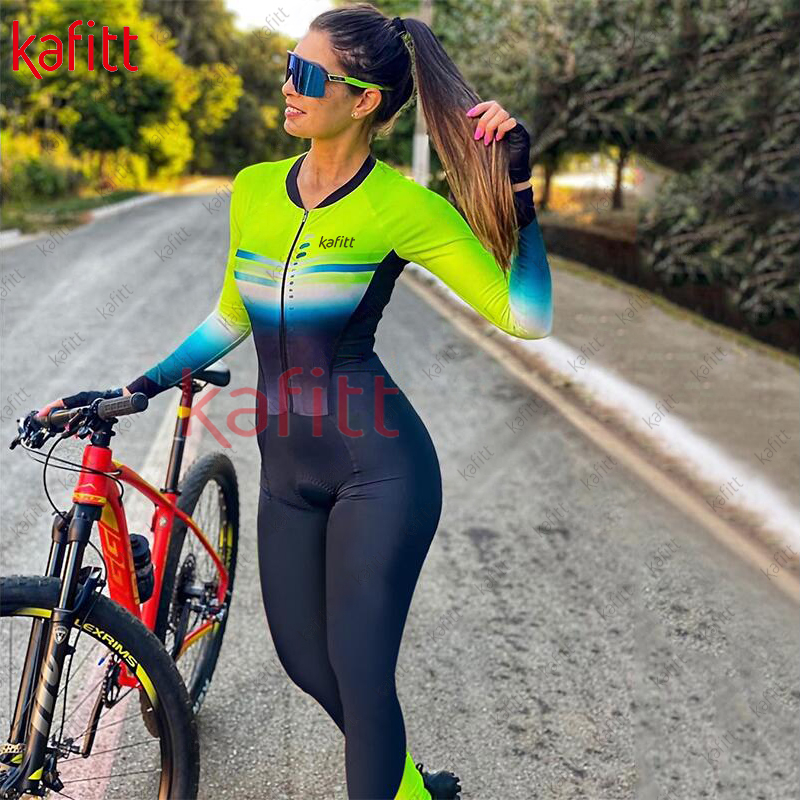 Roupa De Ciclismo Feminina Macacão Feminino Manga Longa Macaquinho ...