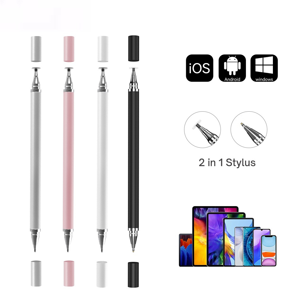 2 Em 1 Universal Pen Stylus Desenho de placas inteligentes capacitivas lápis de tela de toque para iOS Android compatível com iPad