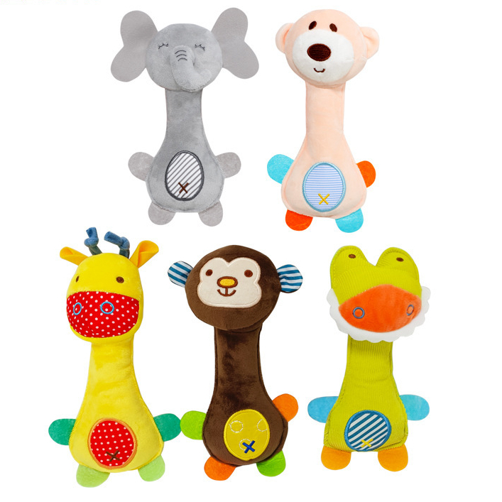 Baby Plush Toy Animal Shape Rattle Rattle Girafa Elefante Mão de Elefante Rattle Rattle