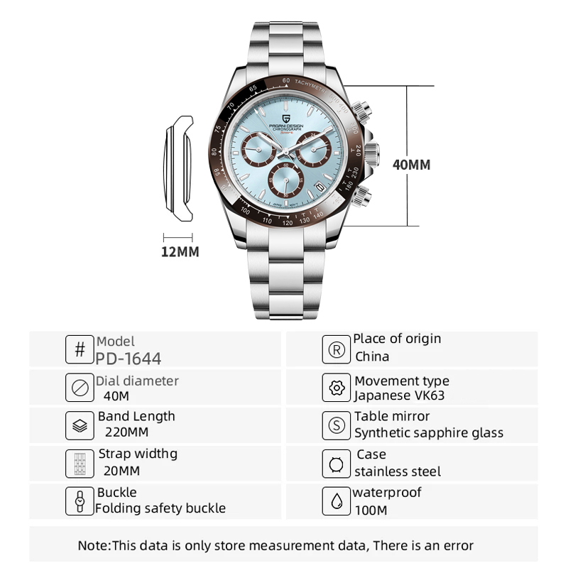 PAGANI DESIGN Japão VK63 Relógio De Quartzo Masculino Original