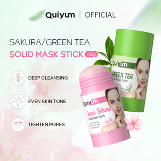 QUIYUM Chá Verde/Sakura Máscara Sólida De Argila Em Bastão Limpeza Profunda Controle De Óleo 40g