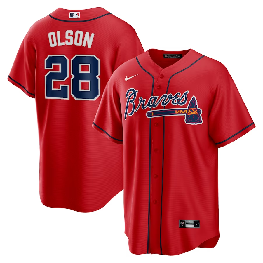 Homens Camisa 2023MLB Atlanta Braves Matt Olson Camiseta Vermelho De Beisebol Jersey