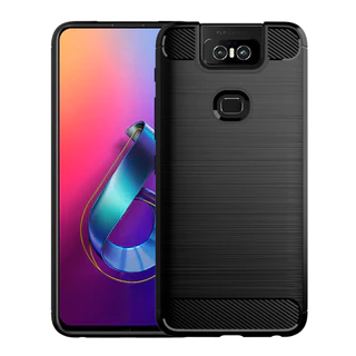 Para Asus ZenFone 6 ZS630KL, capa protetora de fibra de carbono escovada capa macia, resistente a choques, resistente a arranhões, capa protetora para telefone comercial