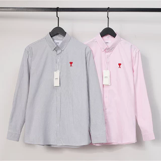 Street Wear Novo Estilo Top Bordado Listrado Design Moda Casual Camisa de manga comprida Unisexo