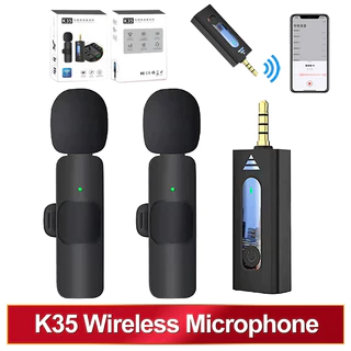 K35 Microfone Com Clipe De Colarinho Sem Fio Adaptação Do Alto-Falante Abelha Pequena 3,5 Furos Cancelamento Inteligente De Ruído