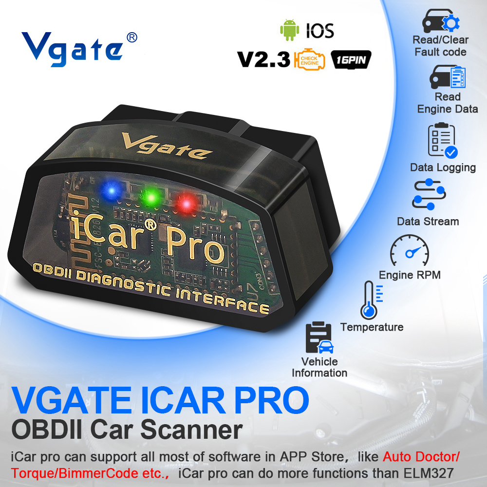 Vgate iCar Pro ELM327 V2.3 Bluetooth 4.0 Wifi Para Android & IOS Proton Perodua OBD 2 OBD2 Auto Scanner Ferramenta De Diagnóstico De Carro PK ELM 327 V1.5 Suporte BIMMERCODE BMW