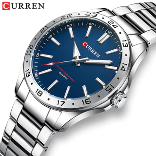 CURREN Relógio Masculino Original Ponteiro Luminoso Aço Inoxidável Empresarial Desportivo 8452