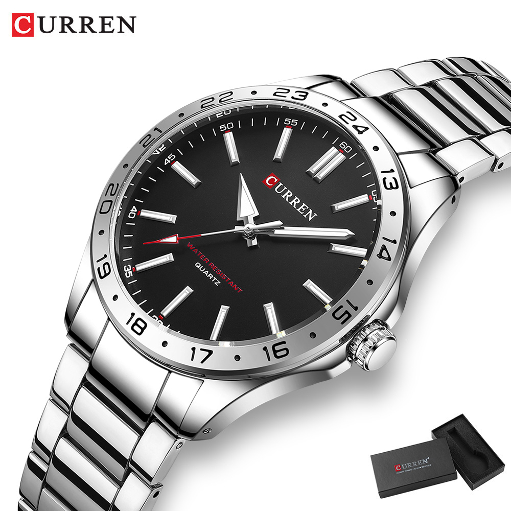 CURREN Relógio Original À Prova D'água Masculino D'água Ponteiro Luminoso Casual Simples Esportivo Quartzo 3ATM 8452