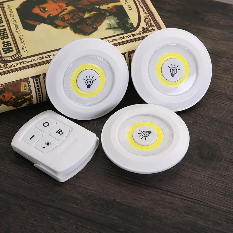 3 Pcs Smart COB Sob Gabinete Mini Lâmpada LED Sem Fio Com Controle ...