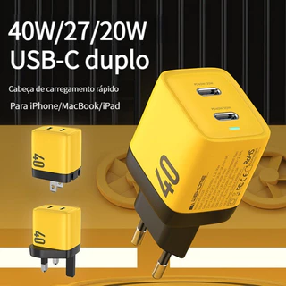 WEKOME Carregador USB Tipo C 40W GaN Portátil - Carregamento Rápido para iPhone 14/13/12 Pro Max 11 - Proteção Inteligente