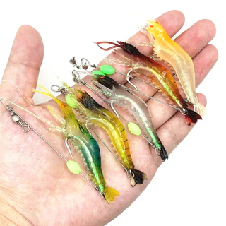 1Pc Isca de Pesca Artificial de Camarão de Silicone com 8cm/6g