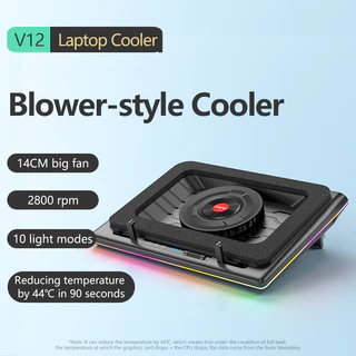 Llano Potente Turbo-Fan (2800 RPM) RGB Portátil Resfriador Com Velocidade Infinitamente Variável Para Portáteis De Jogos De Resfriamento Rápido , Almofada 15,6-21 Polegadas