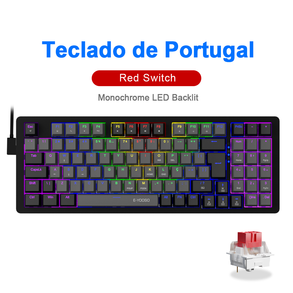 ◆OSOYA◆ E-YOOSO Z94 USB Teclado De Jogo Mecânico Com Luz De Fundo