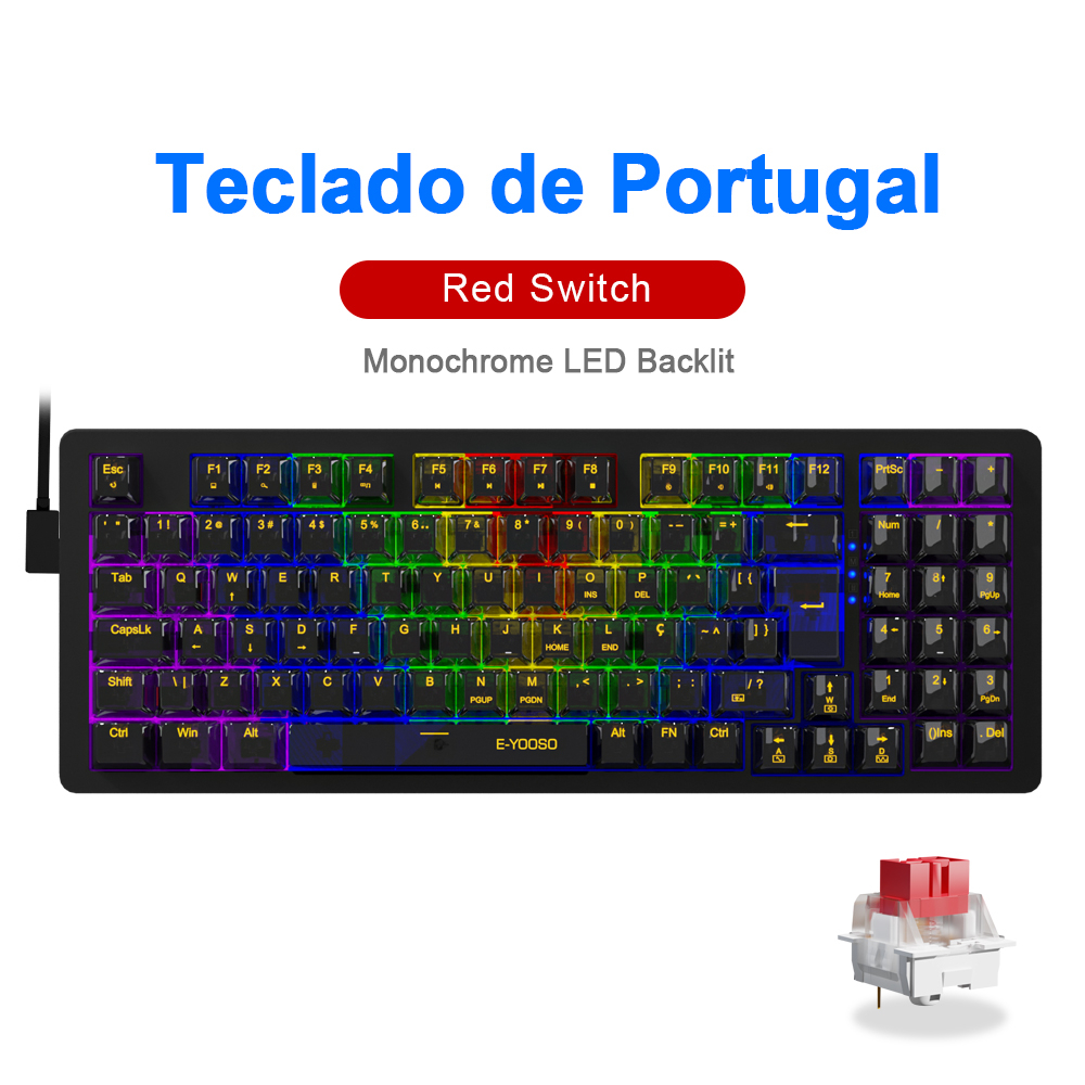 ヨーキー‼️ E-YOOSO Z94 USB Teclado De Jogo Mecânico Com Luz De Fundo