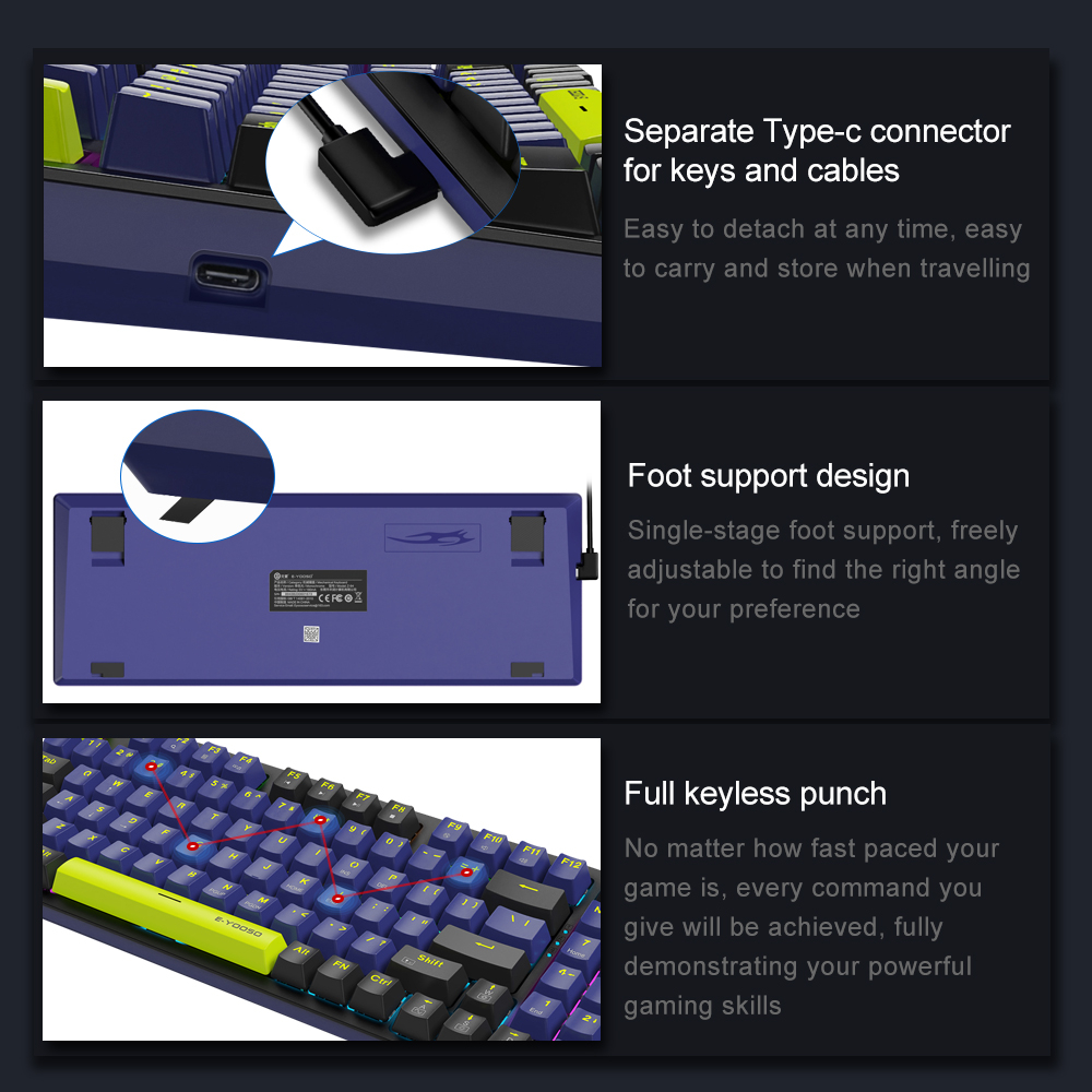 E-YOOSO Z94 USB Teclado De Jogo Mecânico Com Luz De Fundo