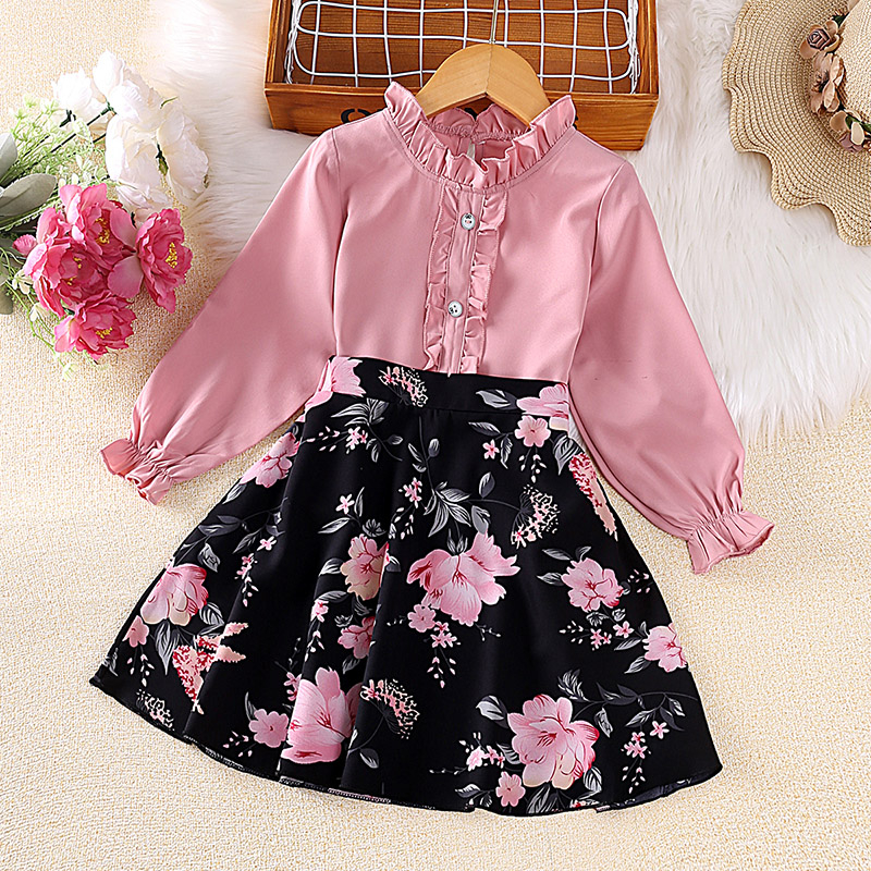 Siyyyis Kids Outfit 4-7 Anos Meninas Conjuntos Blusa De Frill Cor-De ...