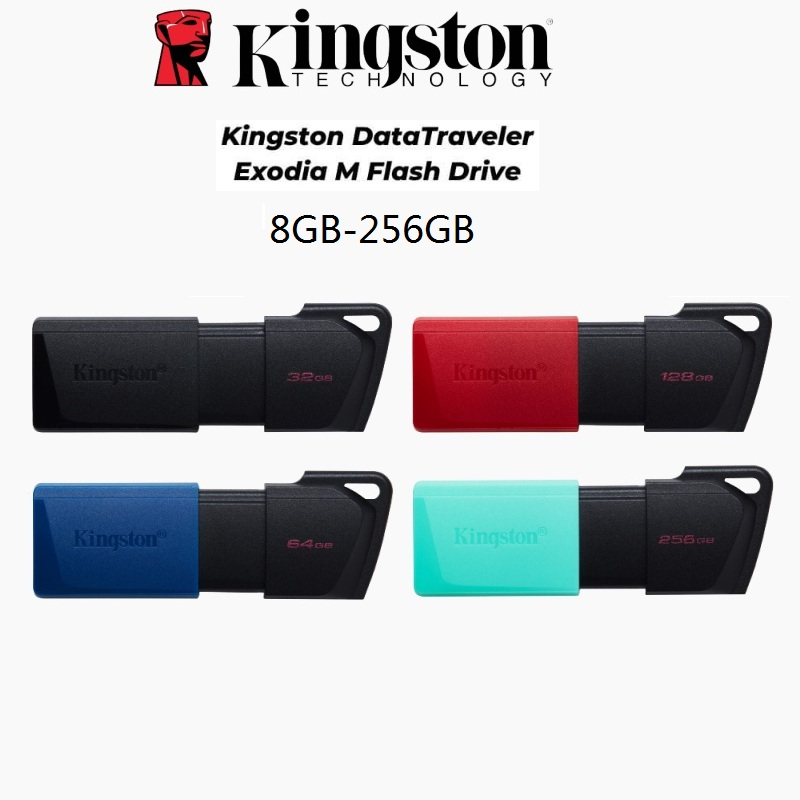 [Presente Gratuito] Kingston Pendrive 128GB DataTraveler Exodia M USB 3.2 DTXM Flash Drive Com Tampa Móvel (32GB/64GB/128GB/256GB)Pen drive 128gb