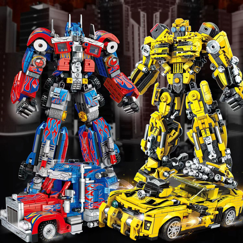 Lego Compatível Com 2 Mudanças Marvel Transformers Bumblebee/Optimus Prime Transformer Robô Autobots Bloco De Construção Brinquedos Para Crianças Meninos