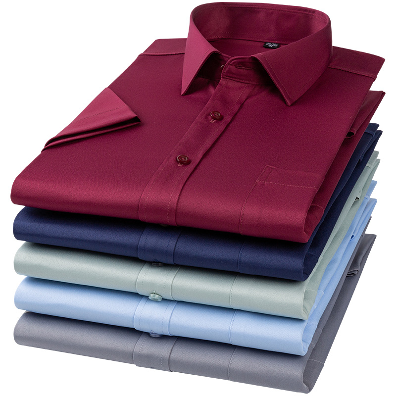Não Ferro Camisa De Negócios De Manga Curta Para Homens Sociais Masculina Blusa