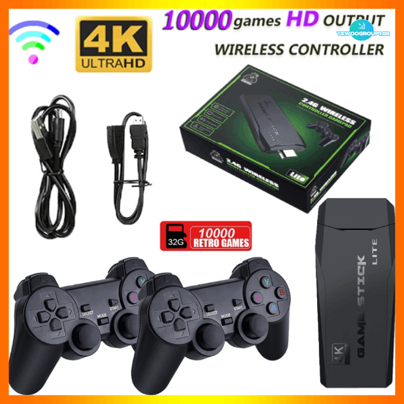 Vídeo Game Stick Lite 4K Console 64G Incorporada 15000 Jogos Retro Handheld  Controlador Sem Fio Para PS1/GBA