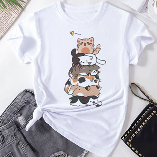 Compra online de Outono camiseta feminina kawaii gato camisola de