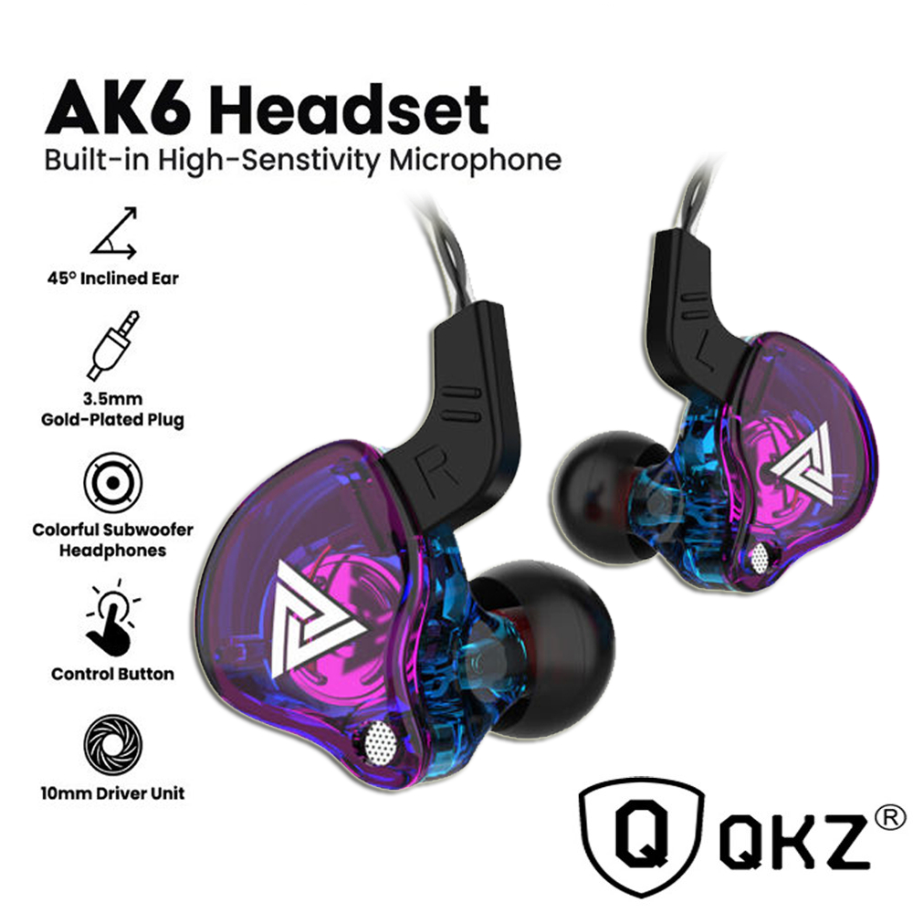 QKZ AK6 Fones De Ouvido Esportivos Dinâmicos Com Microfone Subwoofer De Fone