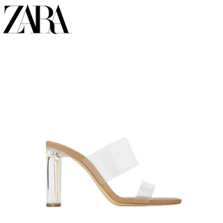 Zara Novos Sapatos Femininos Acrílicos De Salto Alto Plástico Grosso Sandálias De Pvc Transparente Fêmea