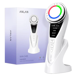 ANLAN Atualização Do EMS Massajador Facial Terapia Com Luz LED Vibração Sônica Anti-Rugas Tratamento De Beleza Refrigeração A Quente