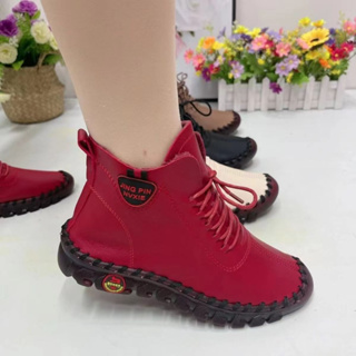 Botas Ortopédicas De Inverno Para Mulheres Sapatos De Couro De Outono Com Mocassins Pretos De Pele Femininos De Tornozelo Mãe Pelúcia