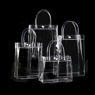 1PC Saco Tote Transparente Para Compras Ombro PVC À Prova D'água Sacos Plásticos Cosméticos De Presente 18 Tamanhos