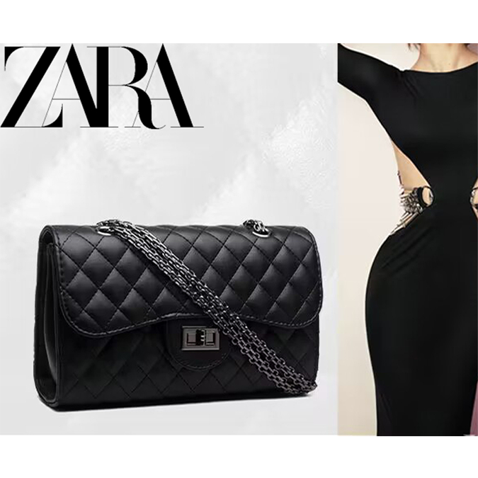 ZARA Saco Leve De Luxo De Ombro Texturizado Premium Com Prisma Em Corrente Corpo