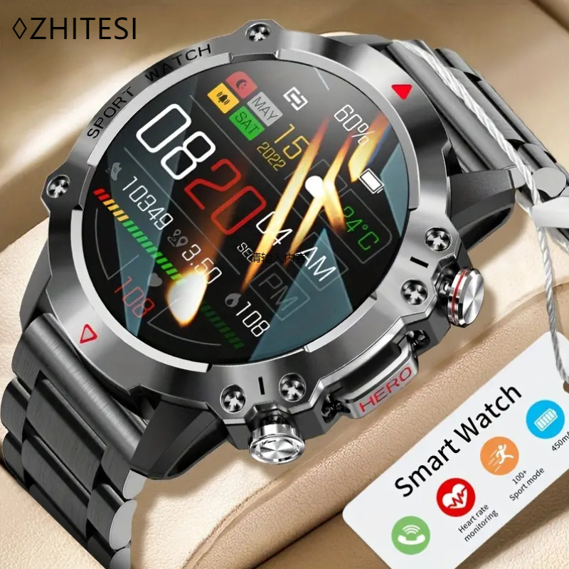 Novo Rel gio Smart Watch Men 450mAh Pulseira Esportiva Fitness Outdoors Smartwatch Prova D gua Bluetooth Chamada Para Homens